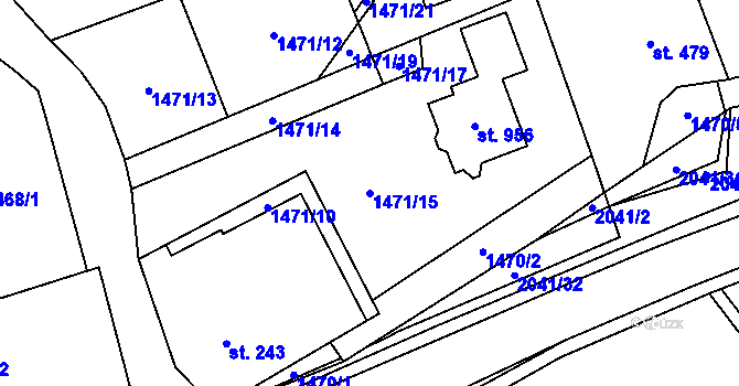 Parcela st. 1471/15 v KÚ Poličná, Katastrální mapa