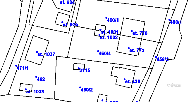 Parcela st. 460/4 v KÚ Poličná, Katastrální mapa