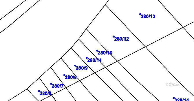 Parcela st. 280/10 v KÚ Polichno, Katastrální mapa