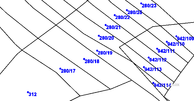 Parcela st. 280/19 v KÚ Polichno, Katastrální mapa