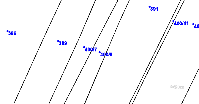 Parcela st. 400/9 v KÚ Polichno, Katastrální mapa