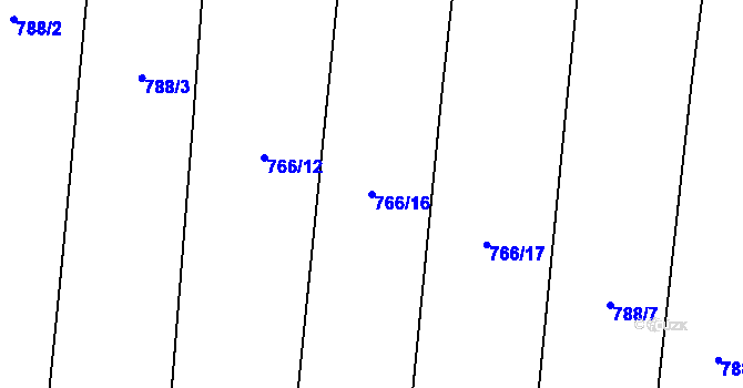 Parcela st. 766/16 v KÚ Polichno, Katastrální mapa