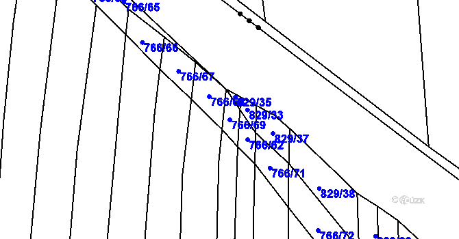 Parcela st. 766/69 v KÚ Polichno, Katastrální mapa