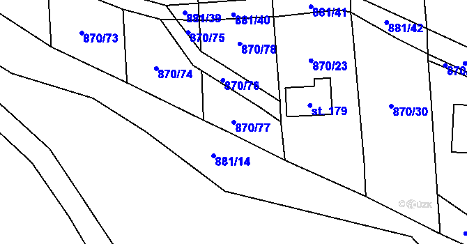 Parcela st. 870/77 v KÚ Polichno, Katastrální mapa
