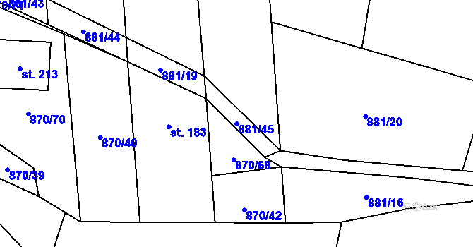 Parcela st. 881/45 v KÚ Polichno, Katastrální mapa