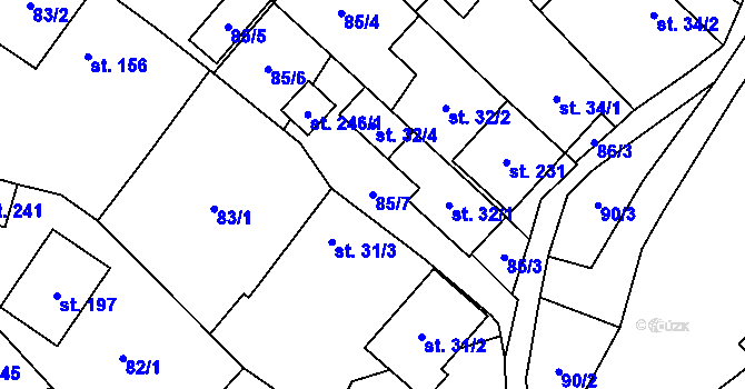 Parcela st. 85/7 v KÚ Polichno, Katastrální mapa