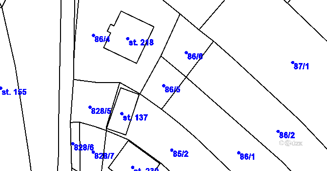 Parcela st. 86/5 v KÚ Polichno, Katastrální mapa