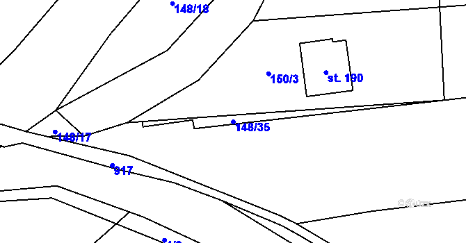 Parcela st. 148/35 v KÚ Polichno, Katastrální mapa