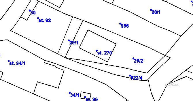 Parcela st. 270 v KÚ Polichno, Katastrální mapa