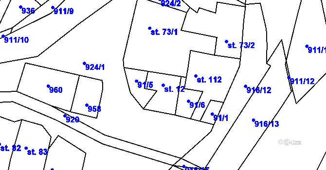 Parcela st. 12 v KÚ Polichno, Katastrální mapa