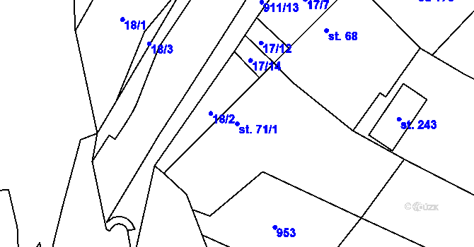Parcela st. 71/1 v KÚ Polichno, Katastrální mapa