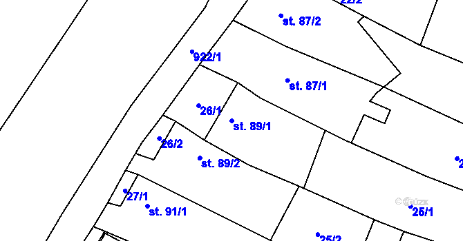 Parcela st. 89/1 v KÚ Polichno, Katastrální mapa