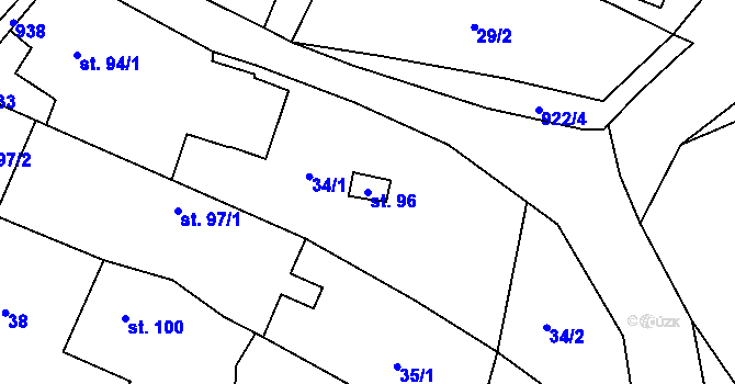 Parcela st. 96 v KÚ Polichno, Katastrální mapa