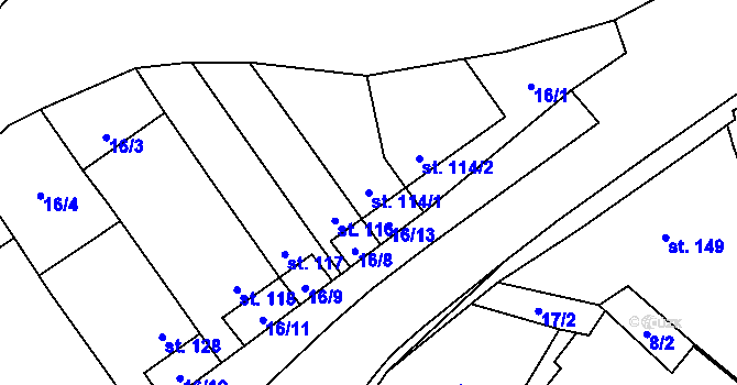 Parcela st. 114/1 v KÚ Polichno, Katastrální mapa