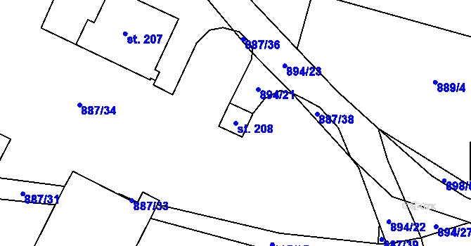 Parcela st. 208 v KÚ Polichno, Katastrální mapa