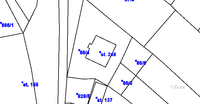 Parcela st. 218 v KÚ Polichno, Katastrální mapa