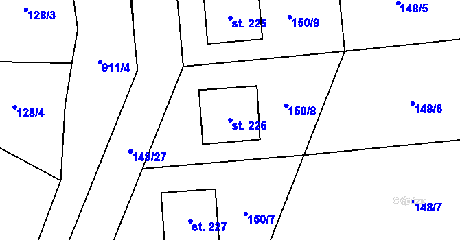 Parcela st. 226 v KÚ Polichno, Katastrální mapa