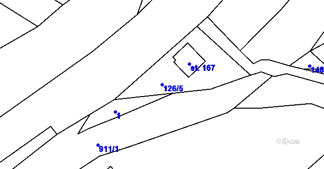 Parcela st. 126/5 v KÚ Polichno, Katastrální mapa