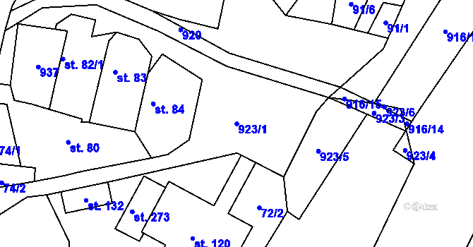 Parcela st. 923/1 v KÚ Polichno, Katastrální mapa