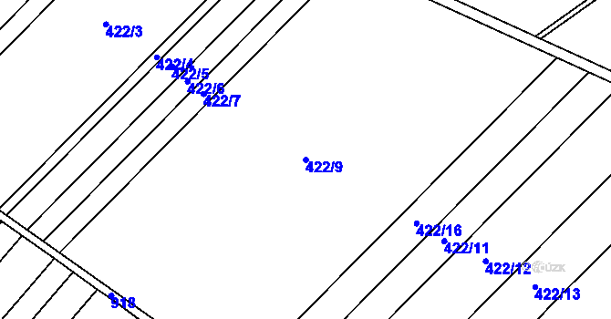 Parcela st. 422/9 v KÚ Polkovice, Katastrální mapa