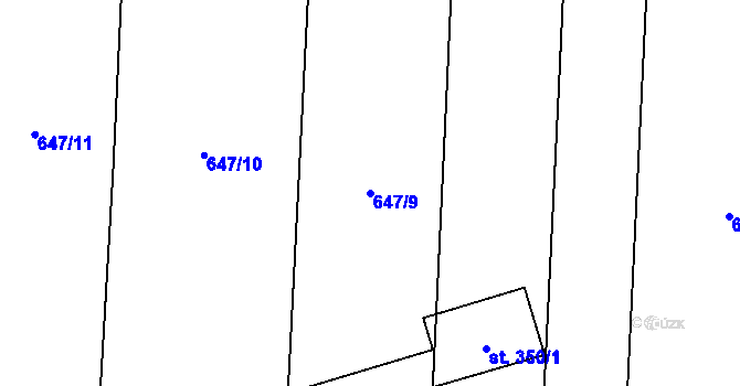 Parcela st. 647/9 v KÚ Polkovice, Katastrální mapa