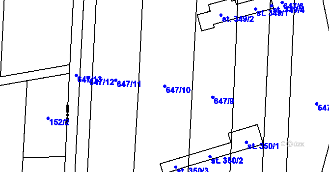 Parcela st. 647/10 v KÚ Polkovice, Katastrální mapa