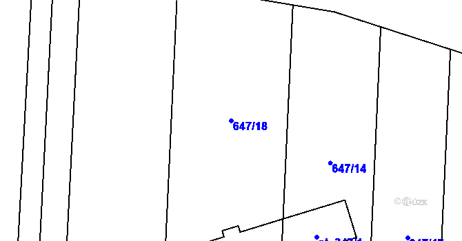 Parcela st. 647/18 v KÚ Polkovice, Katastrální mapa