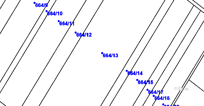 Parcela st. 664/13 v KÚ Polkovice, Katastrální mapa