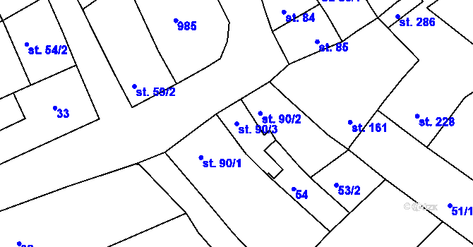 Parcela st. 90/3 v KÚ Polkovice, Katastrální mapa