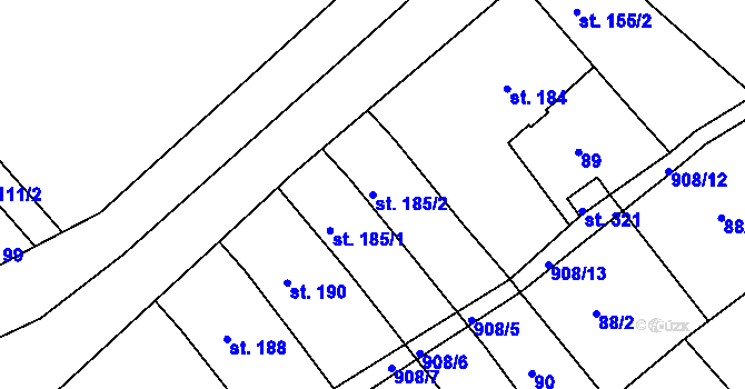 Parcela st. 185/2 v KÚ Polkovice, Katastrální mapa
