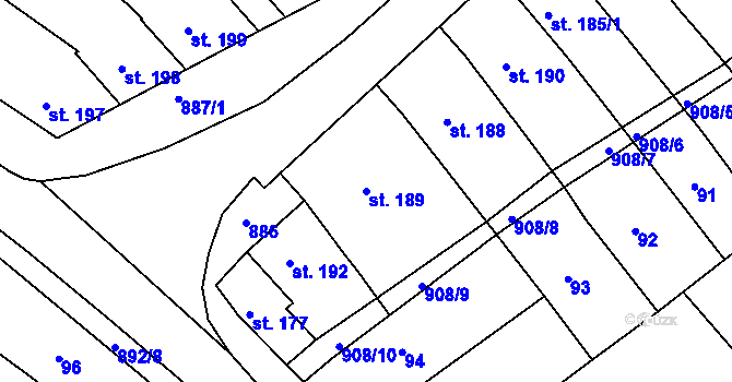 Parcela st. 189 v KÚ Polkovice, Katastrální mapa