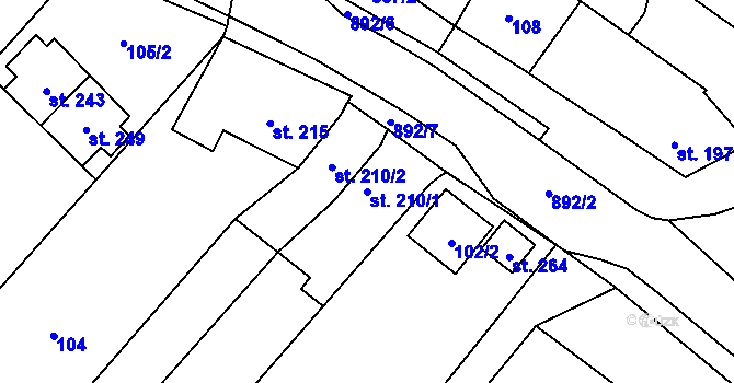 Parcela st. 210/1 v KÚ Polkovice, Katastrální mapa