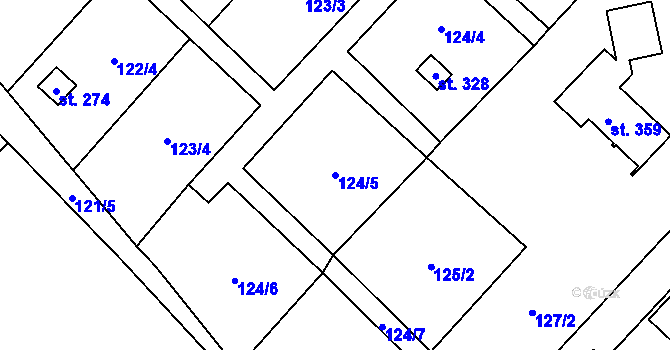 Parcela st. 124/5 v KÚ Polkovice, Katastrální mapa