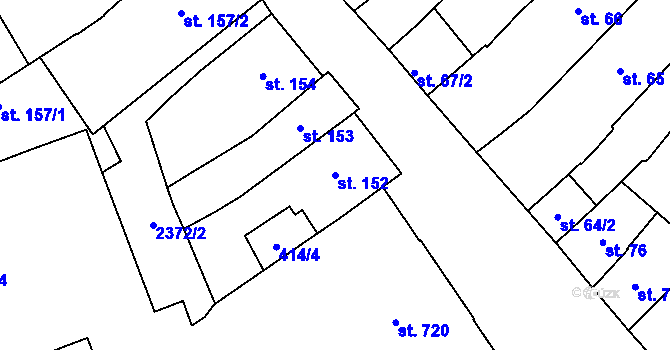 Parcela st. 152 v KÚ Polná, Katastrální mapa