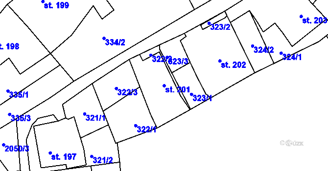 Parcela st. 201 v KÚ Polná, Katastrální mapa