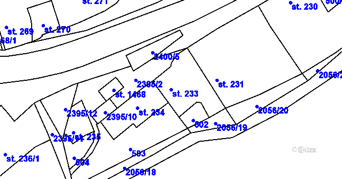 Parcela st. 233 v KÚ Polná, Katastrální mapa
