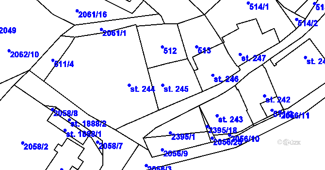 Parcela st. 245 v KÚ Polná, Katastrální mapa