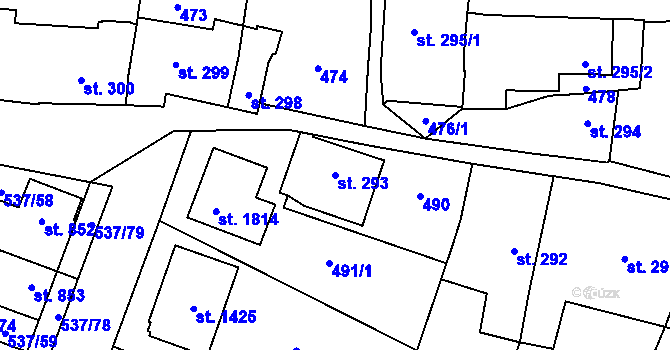 Parcela st. 293 v KÚ Polná, Katastrální mapa