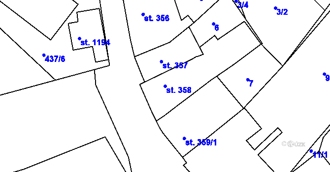 Parcela st. 358 v KÚ Polná, Katastrální mapa