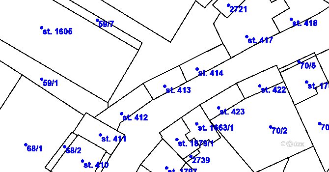 Parcela st. 413 v KÚ Polná, Katastrální mapa