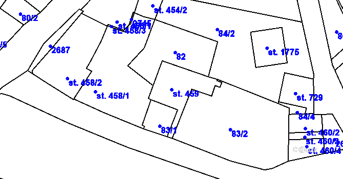 Parcela st. 459 v KÚ Polná, Katastrální mapa