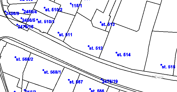 Parcela st. 512 v KÚ Polná, Katastrální mapa