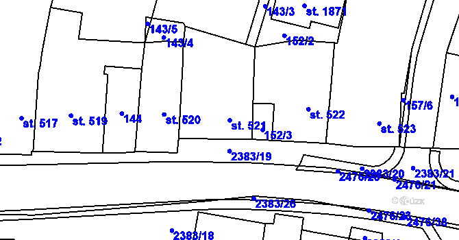 Parcela st. 521 v KÚ Polná, Katastrální mapa