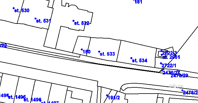 Parcela st. 533 v KÚ Polná, Katastrální mapa