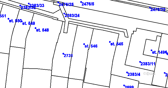 Parcela st. 546 v KÚ Polná, Katastrální mapa