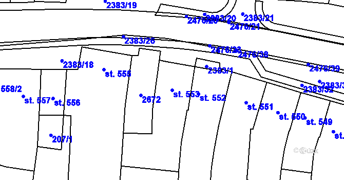 Parcela st. 553 v KÚ Polná, Katastrální mapa