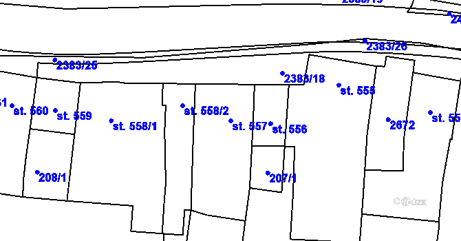 Parcela st. 557 v KÚ Polná, Katastrální mapa