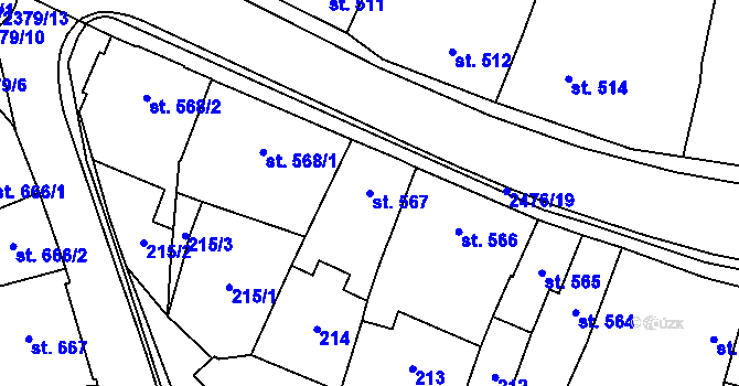 Parcela st. 567 v KÚ Polná, Katastrální mapa