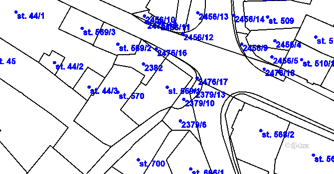 Parcela st. 569/1 v KÚ Polná, Katastrální mapa
