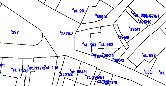 Parcela st. 583 v KÚ Polná, Katastrální mapa